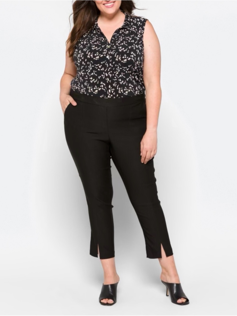 Tribal Black Plus-Size Ankle Crop Pants